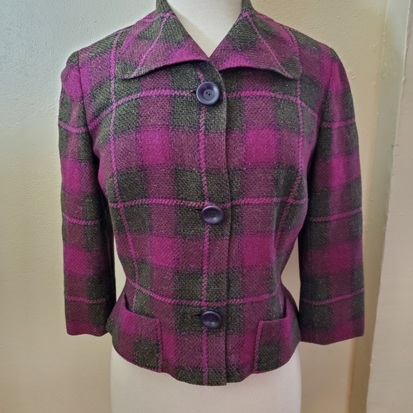 Thalhimer's Vintage Purple Plaid Blazer Jacket - Picture 8 of 8